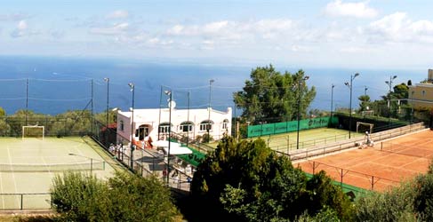 Tennis court and soccer pitch